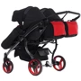 Универсальная коляска для двойни 2 в 1 Junama Diamond S-line Duo 01, черный с красным (JD-SL-DUO-01): Материал колес полиуретан