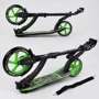 Самокат двухколесный Best Scooter с PU колесами, амортизатором, широким рулем, зажимом для руля Black/Green (94767): Тип колес литые
