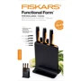 Набор кухонных ножей Fiskars FF с черной подставкой 6 пр. (1057554): Материал рукояти Пластик