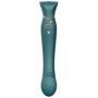 Смартвибратор 3в1 Zalo - Queen Jewel Green, пульсирующая жемчужина и вакуум, кристалл Swarovski