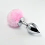Анальная пробка с хвостиком LoveToy Large Silver Plug+Pompon
