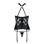 Сетчатый комплект с узором: корсет с халтером, подвязки, трусики Hima Corset black XXL/XXXL-Passion