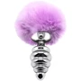 Металлическая анальная пробка Кроличий хвостик Alive Fluffly Twist Plug S Purple