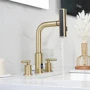 Смеситель для раковины Lefton Two-Handle Widespread Waterfall & Pull-Out Bathroom Faucet with Temperature Display-BFWS2401 Brushed Gold: Материал Латунь