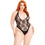 Боди Leg Avenue Floral lace deep-V teddy Black 1X/2X