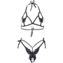 Комплект Leg Avenue Open cup bra and pearl panty Black