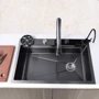 Кухонная мойка Lefton WaterFall E2 с аксессуарами серо-черный: Количество чаш 1