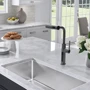Смеситель для кухни Lefton Waterfall & Pull-Out Kitchen Faucet with Temperature Display-KF2209 Grey: Материал Латунь