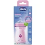 Пляшка пластикова Chicco Natural Feeling 330мл. соска силіконова 6+ швидкий потік (рожева) (80837.11): Матеріал пластик