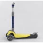 Самокат триколісний Best Scooter складаний алюмінієвий кермо, 3 колеса PU зі світлом Black / Yellow (102033): Матеріал коліс поліуретан