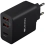 Зарядное устройство Canyon Wall Charger 2xUSB+USB-C 30W Black (CNE-CHA08B)