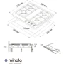 Варочная поверхность газовая Minola MGM 61421 WH: Расположение панели Спереди справа