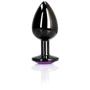 Металлическая анальная пробка Ouch! Heart Gem Gunmetal - Amethyst Purple, М