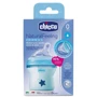 Пляшка пластикова Chicco Natural Feeling 150мл. соска силіконова 0 + нормальний потік (блакитна) (80811.21): Матеріал пластик