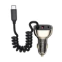 Зарядное устройство WIWU Car Charger USB+USB-C Geek Wi-QC016 90W Black with lightning cable: Кабель в комплекте встроенный