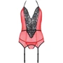 Корсет с пажами для чулок Passion PEONIA CORSET Red S/M (стринги в наборе)