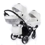 Универсальная коляска для двойни 2 в 1 Junama Mirror Satin Duo Slim 04, белый с серебристым (J-MS-DUOs-04)