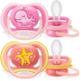 Пустышка Philips AVENT Ultra Air с декором для девочек 0-6 мес 2 шт (SCF085/04)
