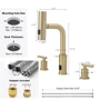 Смеситель для раковины Lefton Two-Handle Widespread Waterfall & Pull-Out Bathroom Faucet with Temperature Display-BFWS2401 Brushed Gold: Вес, кг 2.37