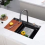 Кухонная мойка Lefton Single Bowl Workstation Kitchen Sink Set with Waterfall Faucet-KS2203: Материал Нержавеющая сталь