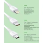 Кабель T-PHOX USB Cable to Lightning/microUSB/USB-C 3A 1.2m White (T-F831 White) фото 5