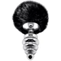 Металлическая анальная пробка Кроличий хвостик Alive Fluffly Twist Plug L Black