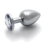 Металлическая анальная пробка Ouch! Heart Gem Silver - Diamond, М