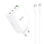 Зарядний пристрій Hoco Wall Charger 3xUSB-C+USB N31 with USB-C Cable White