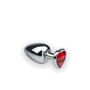 Анальная пробка CRYSTAL Silver Heart Ruby, M