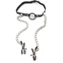 Кляп-кольцо с зажимами для сосков Fetish Fantasy O-Ring Gag With Nipple Clamps