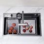 Кухонная мойка Lefton Two Outlets Waterfall Faucet Kitchen Sink with Digital Temperature Display & LED Lighting-KS2208: Наличие крыла Нет
