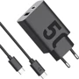 Зарядний пристрій Motorola Wall Charger USB-C+USB 50W з USB-C Cable Black (SJMC502)