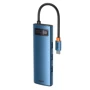 Адаптер Baseus Adapter USB-C to 3xUSB3.0+HDMI+RJ45+USB-C+TF+SD Blue (WKWG000103)