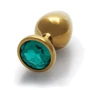 Металлическая анальная пробка Ouch! Heart Gem Gold - Emerald Green, М