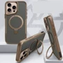 Чехол для iPhone Mobile Case TPU+PC Metal Buttons with MagSafe Carbon Gold for iPhone 16 Pro: Материалы поликарбонат и полиуретан