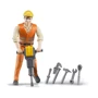 Фигурка человека строителя, 11см + аксессуары Bruder (60020)