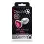 Металлическая анальная пробка Ouch! Heart Gem Silver - Rubellite Pink, S