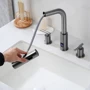 Смеситель для раковины Lefton Two-Handle Widespread Waterfall & Pull-Out Bathroom Faucet with Temperature Display-BFWS2401 Grey: Вид смесителя Двухвентильный