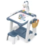 Столик для творчества с проектором 3в1: стульчик, звук, маркеры, губка, диски, синий (YM 59)