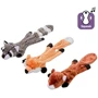 Плоска іграшка для собак Flamingo Plush Flat Toy лисиця бобер і єнот з пищалки 50х10 см: Виробник Flamingo