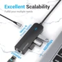 Адаптер Vention Adapter USB-C to 3xUSB2.0+MicroUSB+RJ45 Black (TGOBB): Інтерфейс підключення USB-C