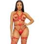 Портупея-тедди из ремней Leg Avenue Studded O-ring harness teddy Red S