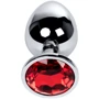 Анальная пробка с кристаллом Metal By Toyfa Silver anal plug red gem