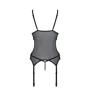Корсет Passion Christa Corset black XXL/XXXL: с подвязками и ажурным лифом, стринги в комплекте