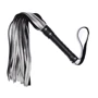 Флоггер из натуральной кожи Flirty Hard Leather - Black & Silver, BG-00036
