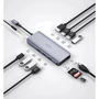 Адаптер WIWU Adapter Alpha A12 USB-C to USB-C+3xUSB3.0+3xUSB2.0+SD+HDMI+RJ45+3.5mm Grey: Колір серый