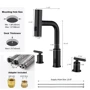 Смеситель для раковины Lefton Two-Handle Widespread Waterfall & Pull-Out Bathroom Faucet with Temperature Display-BFWS2401 Matt Black фото 11