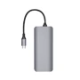 Адаптер WIWU Adapter A12 Alpha 12 in 1 USB-C to 3xUSB 3.0+3xUSB 2.0+USB-C+SD+HDMI+RJ45+3.5 Grey: Колір серый