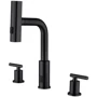 Смеситель для раковины Lefton Two-Handle Widespread Waterfall & Pull-Out Bathroom Faucet with Temperature Display-BFWS2401 Matt Black