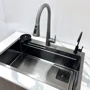 Кухонная мойка Lefton D3 с аксессуарами серо-черный: Отверстие под смеситель Есть
